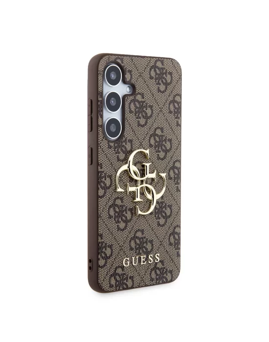 Galaxy S24 Kılıf Guess Orjinal Lisanslı PU Deri Yazı ve 4G Metal Logolu Desenli Kapak