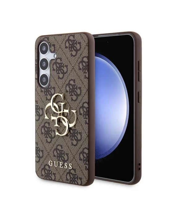 Galaxy S24 Plus Kılıf Guess Orjinal Lisanslı PU Deri Yazı ve 4G Metal Logolu Desenli Kapak