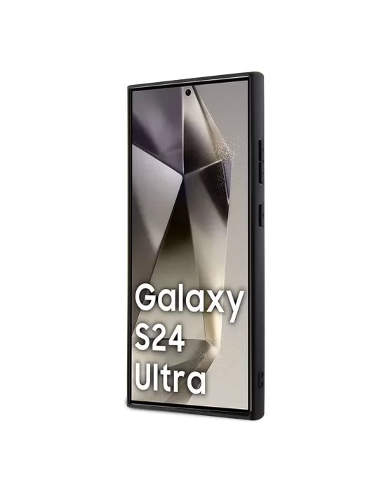 Galaxy S24 Ultra Kılıf Guess Orjinal Lisanslı 4G Desenli Üçgen Logolu Standlı Deri Kapak