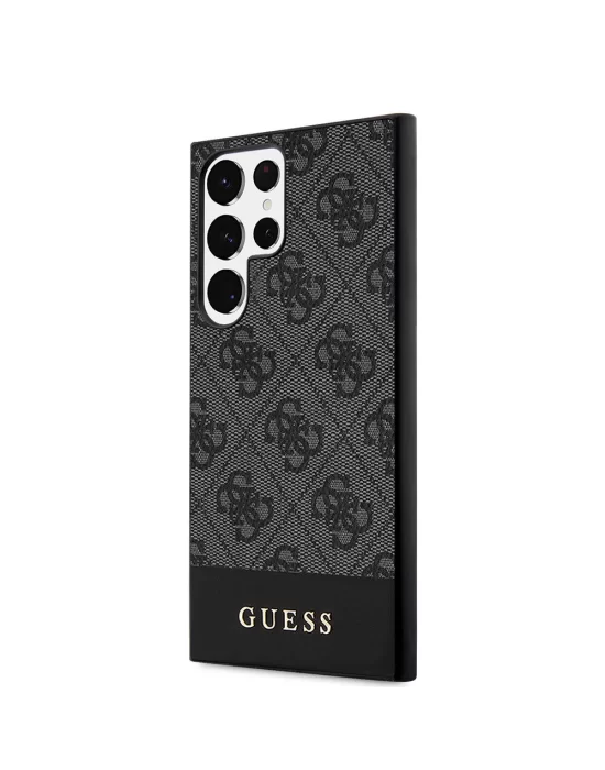 Galaxy S24 Ultra Kılıf Guess Orjinal Lisanslı PU Deri Şerit Logo Dizaynlı Kapak