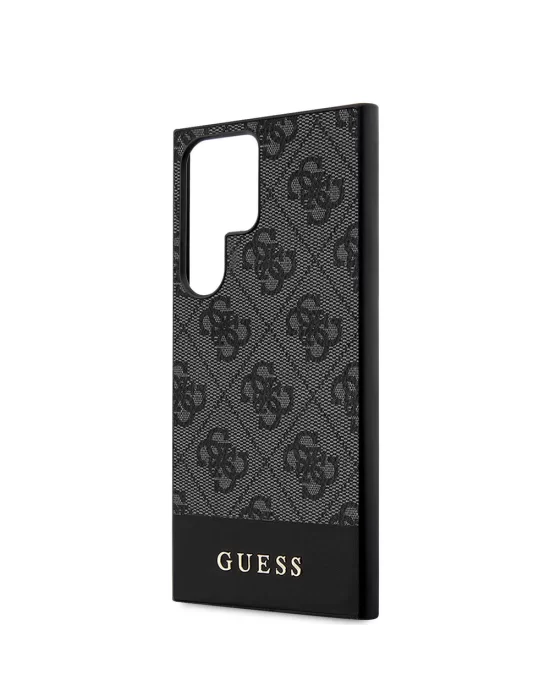 Galaxy S24 Ultra Kılıf Guess Orjinal Lisanslı PU Deri Şerit Logo Dizaynlı Kapak