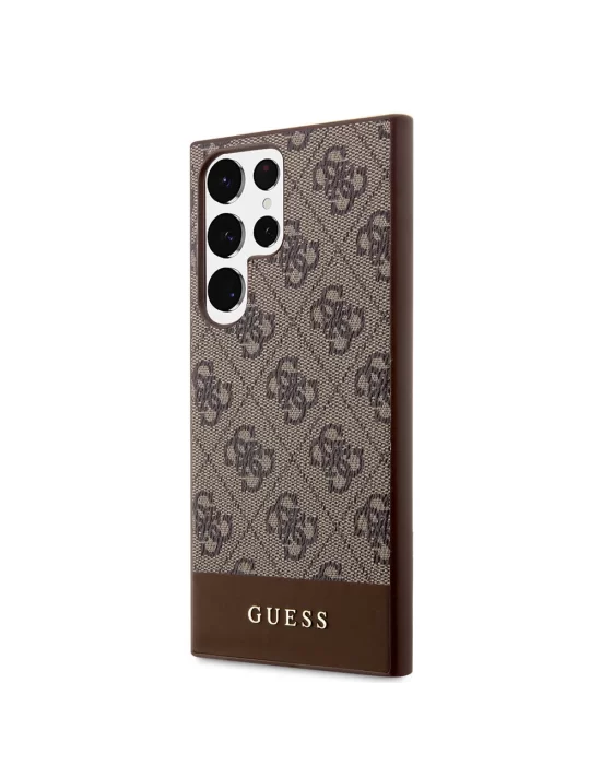 Galaxy S24 Ultra Kılıf Guess Orjinal Lisanslı PU Deri Şerit Logo Dizaynlı Kapak