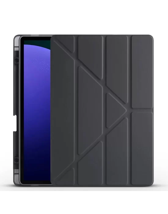 Galaxy Tab S9 FE Plus Kılıf Zore Tri Folding Kalem Bölmeli Standlı Kılıf