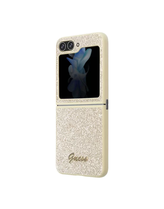 Galaxy Z Flip 5 Kılıf Guess Orjinal Lisanslı Yazı Logolu Glitter Script Kapak