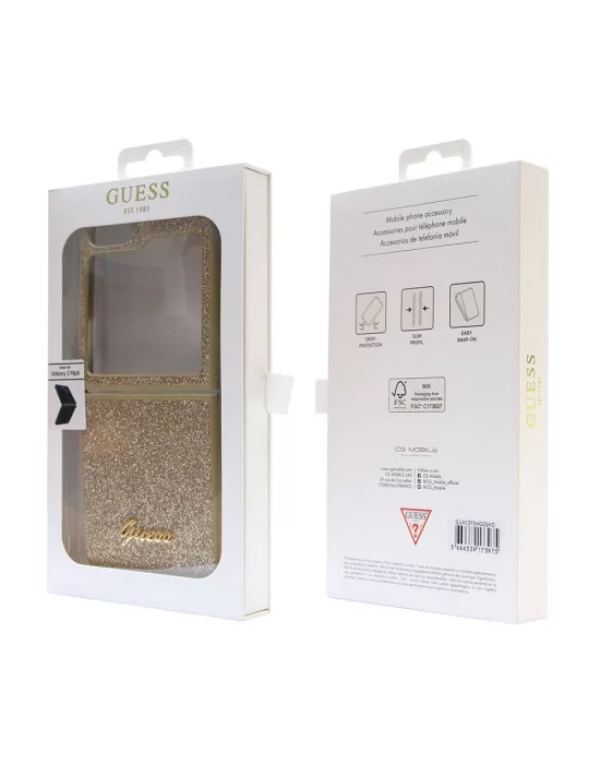 Galaxy Z Flip 5 Kılıf Guess Orjinal Lisanslı Yazı Logolu Glitter Script Kapak