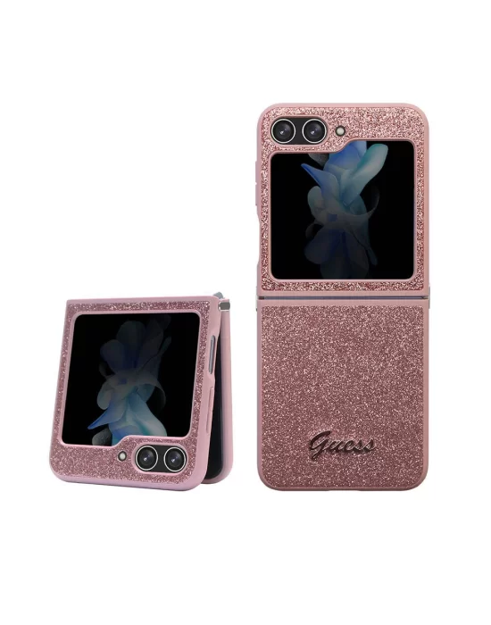 Galaxy Z Flip 5 Kılıf Guess Orjinal Lisanslı Yazı Logolu Glitter Script Kapak