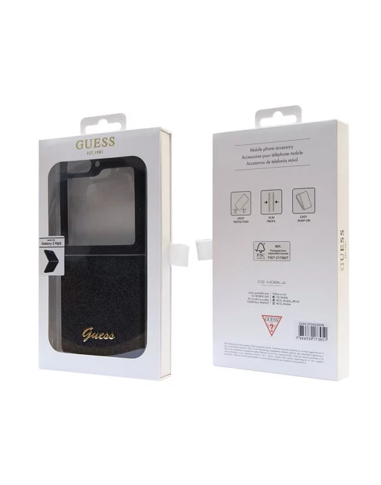 Galaxy Z Flip 5 Kılıf Guess Orjinal Lisanslı Yazı Logolu Glitter Script Kapak