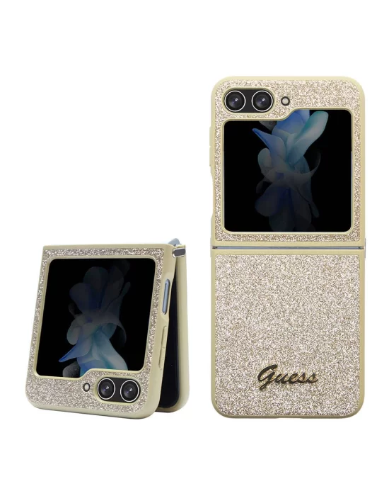 Galaxy Z Flip 5 Kılıf Guess Orjinal Lisanslı Yazı Logolu Glitter Script Kapak