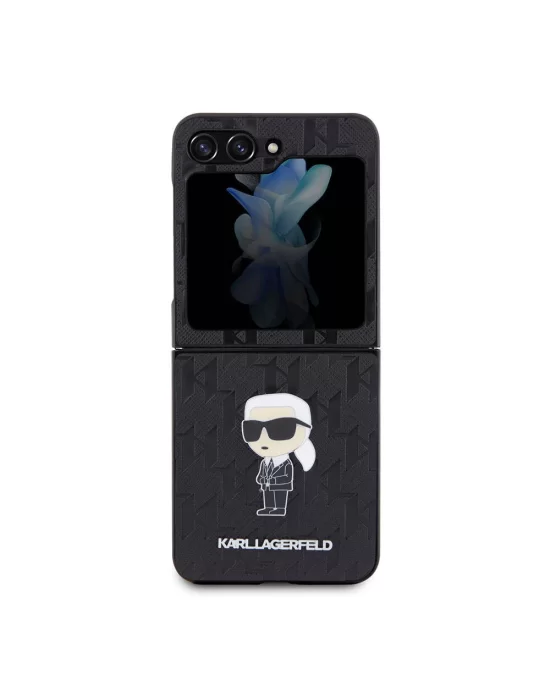 Galaxy Z Flip 5 Kılıf Karl Lagerfeld Orjinal Lisanslı KL Desenli Karl İkonik Saffiano Kapak