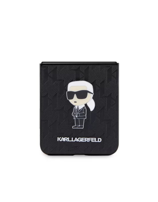 Galaxy Z Flip 5 Kılıf Karl Lagerfeld Orjinal Lisanslı KL Desenli Karl İkonik Saffiano Kapak