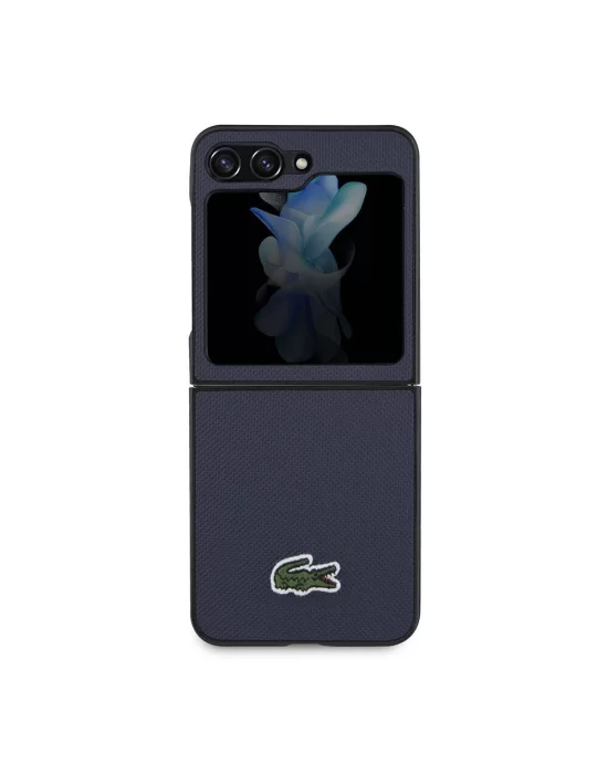 Galaxy Z Flip 5 Kılıf Lacoste Orjinal Lisanslı PU Pike Desenli Arka Yüzey İkonik Timsah Dokuma Logolu Kapak