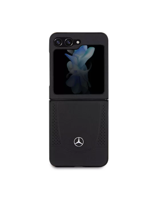 Galaxy Z Flip 5 Kılıf Mercedes Benz Orjinal Lisanslı Metal Yıldız Logolu Urban Deri Kapak