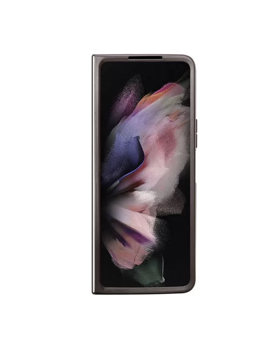 Galaxy Z Fold 5 Kılıf Guess Orjinal Lisanslı PU Deri Taşlı Üçgen Logo 4G Desenli Strass Kapak