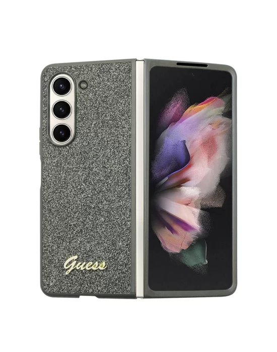 Galaxy Z Fold 5 Kılıf Guess Orjinal Lisanslı Yazı Logolu Glitter Flakes Kapak