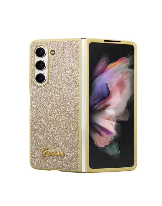 Galaxy Z Fold 5 Kılıf Guess Orjinal Lisanslı Yazı Logolu Glitter Script Kapak