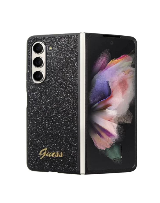 Galaxy Z Fold 5 Kılıf Guess Orjinal Lisanslı Yazı Logolu Glitter Script Kapak