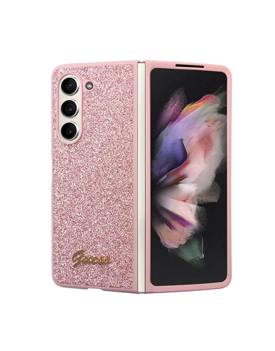 Galaxy Z Fold 5 Kılıf Guess Orjinal Lisanslı Yazı Logolu Glitter Script Kapak