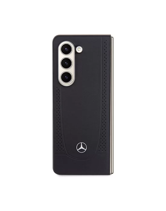 Galaxy Z Fold 5 Kılıf Mercedes Benz Orjinal Lisanslı Metal Yıldız Logolu Urban Deri Kapak