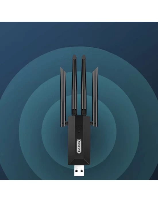 Go Des GD-BT318 Çift Bantlı 1200m 300Mbps 4 Antenli Kablosuz İnternet Sağlayıcı USB WiFi Adaptör