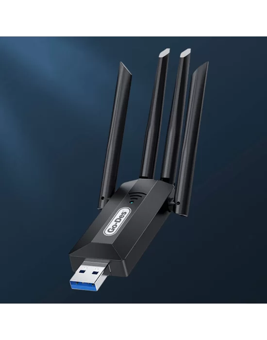 Go Des GD-BT318 Çift Bantlı 1200m 300Mbps 4 Antenli Kablosuz İnternet Sağlayıcı USB WiFi Adaptör