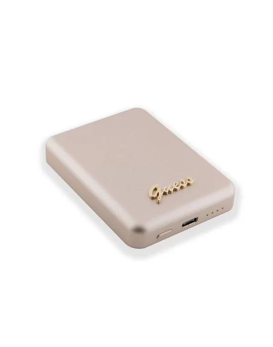 Guess Orjinal Lisanslı Magsafe Şarj Özellikli Metal Yazı Logolu Powerbank 3000mAh 5W