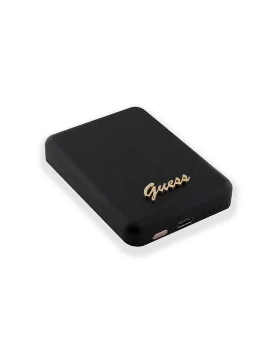 Guess Orjinal Lisanslı Magsafe Şarj Özellikli Metal Yazı Logolu Powerbank 3000mAh 5W