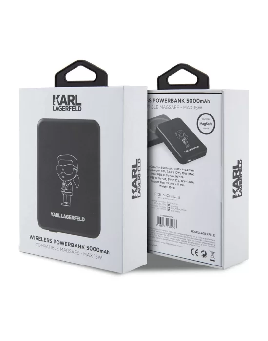 Karl Lagerfeld Led Işıklı Göstergeli Magsafe Magnetik Orjinal Lisanslı Powerbank 5000 Mah