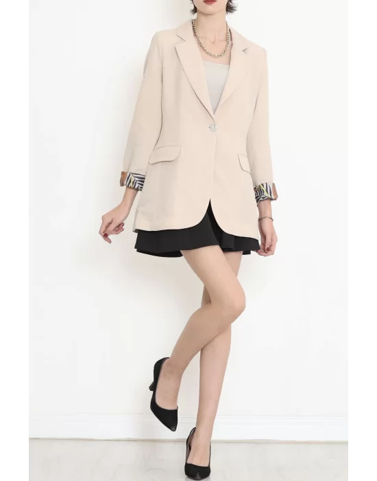 Keten Blazer Ceket Bej - 2115.1322.