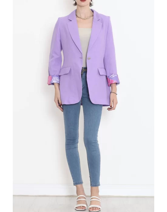 Keten Blazer Ceket Lila - 2115.1322.