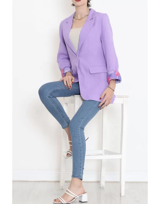 Keten Blazer Ceket Lila - 2115.1322.