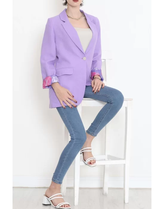 Keten Blazer Ceket Lila - 2115.1322.