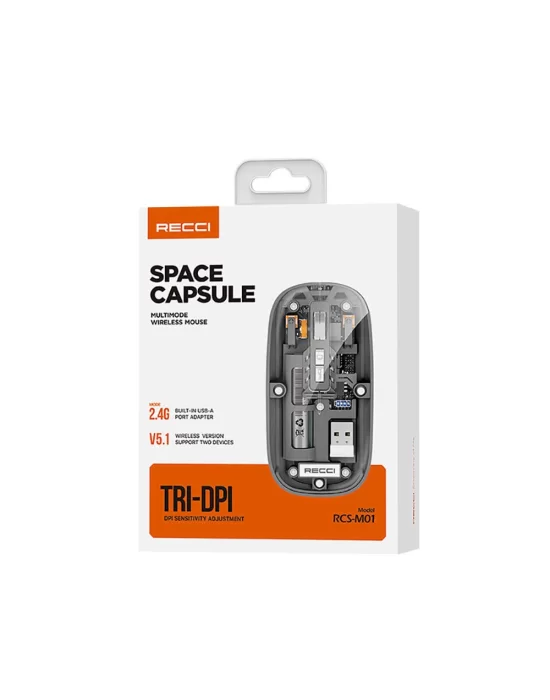 Recci RCS-M01 Space Capsule Serisi Multimod Kablosuz Şeffaf Tasarım Mouse