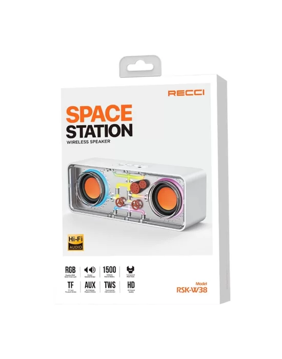 Recci RSK-W38 Space Station Serisi RGB Led Işıklı Bluetooth Hoparlör