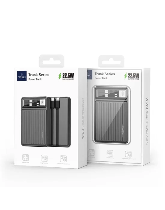 Wiwu Wi-P004 Trunk Serisi Type-C Lightning Çıkışlı Taşınabilir Powerbank PD 22.5W 10000mAh