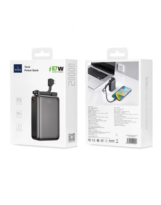 Wiwu Wi-P012 Tank Serisi Dijital Ekranlı Taşınabilir Powerbank 20000mAh 67W