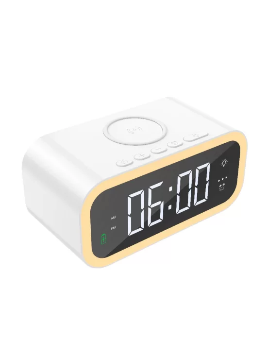 Wiwu Wi-W015 Time 4in1 Dijital Saat Alarm ve LED Işık Özellikli Wireless Şarj Aleti