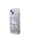 Apple iPhone 15 Kılıf Hello Kitty Orjinal Lisanslı İkonik Sıvılı Glitter Kapak