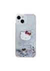 Apple iPhone 15 Kılıf Hello Kitty Orjinal Lisanslı İkonik Sıvılı Glitter Kapak