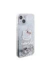 Apple iPhone 15 Kılıf Hello Kitty Orjinal Lisanslı İkonik Sıvılı Glitter Kapak