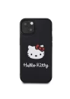 Apple iPhone 15 Kılıf Hello Kitty Orjinal Lisanslı Yazı ve İkonik Logolu 3D Rubber Kitty Head Kapak