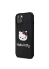 Apple iPhone 15 Kılıf Hello Kitty Orjinal Lisanslı Yazı ve İkonik Logolu 3D Rubber Kitty Head Kapak