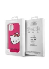 Apple iPhone 15 Kılıf Hello Kitty Orjinal Lisanslı Yazı ve İkonik Logolu Kitty Head Kapak