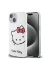 Apple iPhone 15 Kılıf Hello Kitty Orjinal Lisanslı Yazı ve İkonik Logolu Kitty Head Kapak