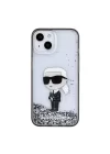 Apple iPhone 15 Plus Kılıf Karl Lagerfeld İkonik Sıvılı Glitter Orjinal Lisanslı Kapak