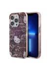 Apple iPhone 15 Pro Kılıf Hello Kitty Orjinal Lisanslı İkonik Logolu Etiket Graffiti Kapak