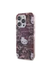 Apple iPhone 15 Pro Kılıf Hello Kitty Orjinal Lisanslı İkonik Logolu Etiket Graffiti Kapak