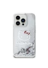 Apple iPhone 15 Pro Kılıf Hello Kitty Orjinal Lisanslı İkonik Sıvılı Glitter Kapak