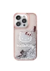 Apple iPhone 15 Pro Kılıf Hello Kitty Orjinal Lisanslı İkonik Sıvılı Glitter Kapak