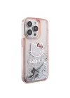 Apple iPhone 15 Pro Kılıf Hello Kitty Orjinal Lisanslı İkonik Sıvılı Glitter Kapak