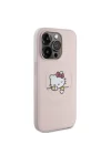 Apple iPhone 15 Pro Kılıf Hello Kitty Orjinal Lisanslı Magsafe Şarj Özellikli Baskı Logolu Uyuyan Kitty Deri Kapak